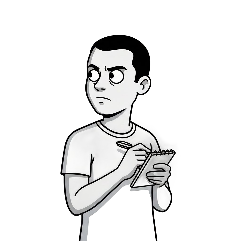 Suspicious Holding Notepad