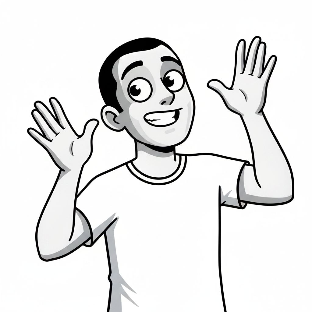 Excited Hands Raised Pose